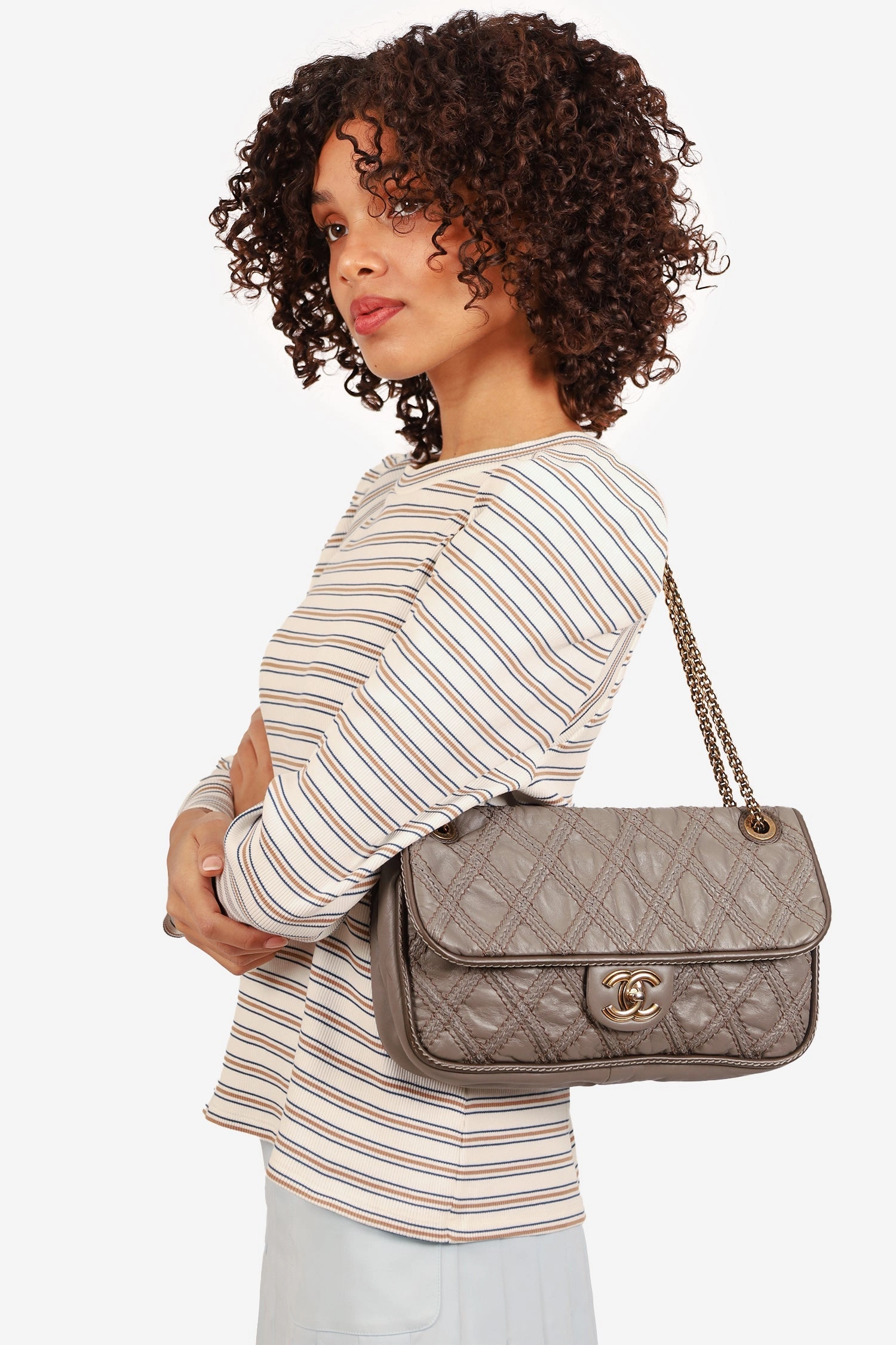 Pre-loved Chanel 2011 Grey Quilted Leather Paris-Bombay Triptych Flap Bag