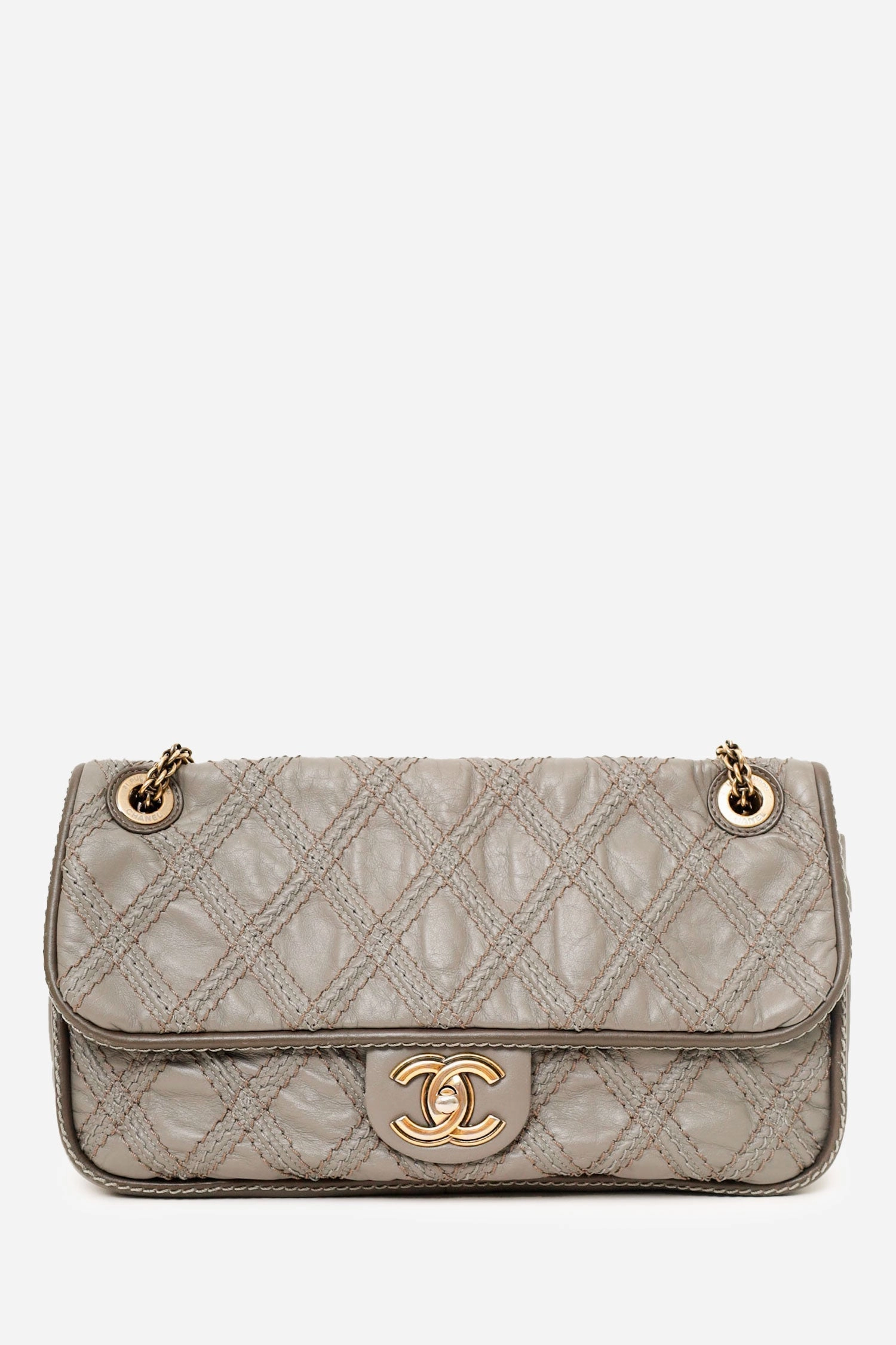 Pre-loved Chanel 2011 Grey Quilted Leather Paris-Bombay Triptych Flap Bag