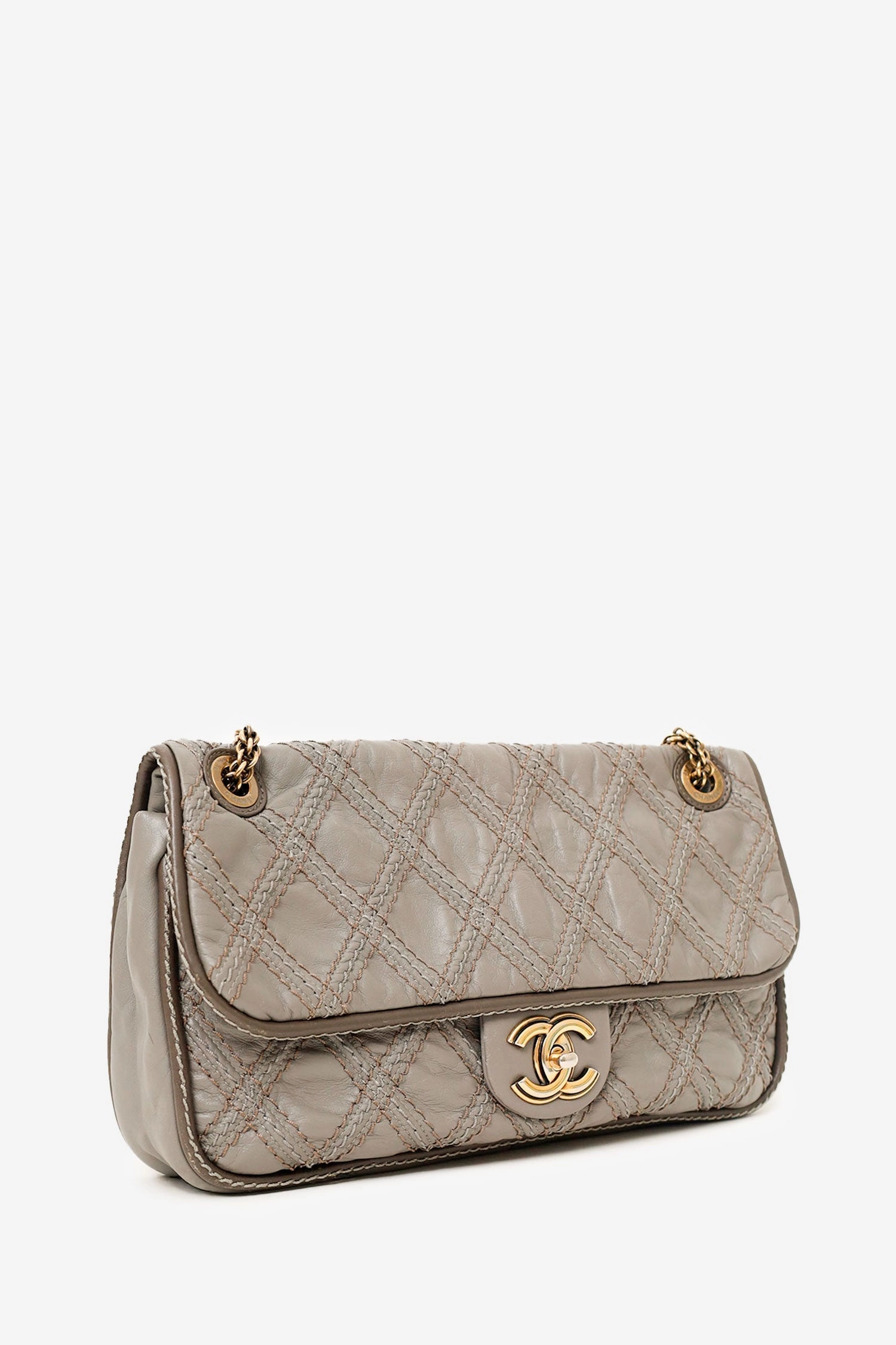 Pre-loved Chanel 2011 Grey Quilted Leather Paris-Bombay Triptych Flap Bag