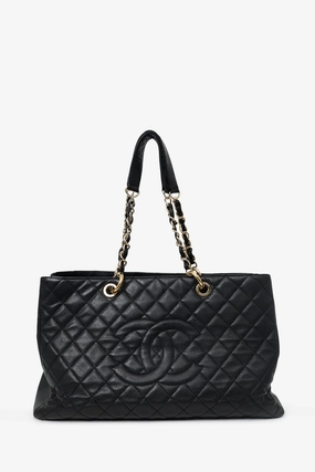 Pre-loved Chanel 2012-13 Black Caviar Leather Grand Shopping Tote