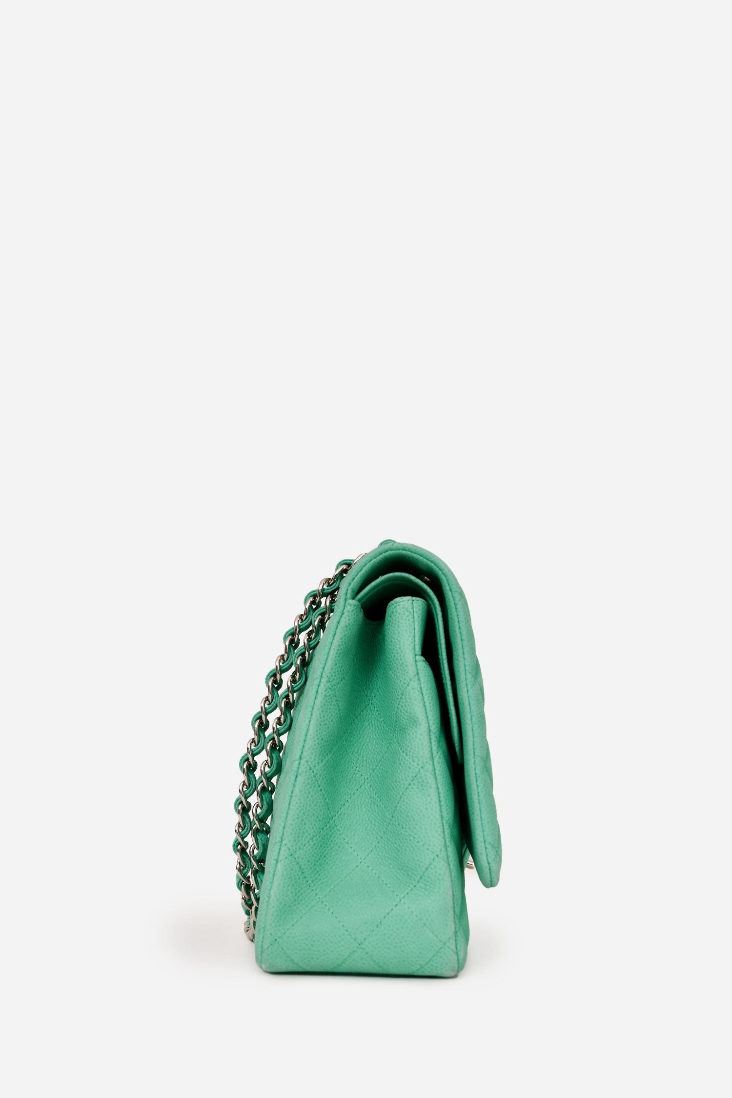 Pre-Loved Chanel 2012-13 Green Caviar Maxi Double Flap Shoulder Bag