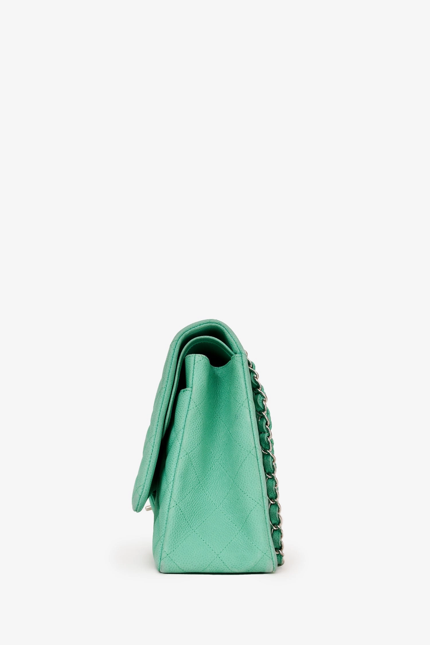 Pre-Loved Chanel 2012-13 Green Caviar Maxi Double Flap Shoulder Bag