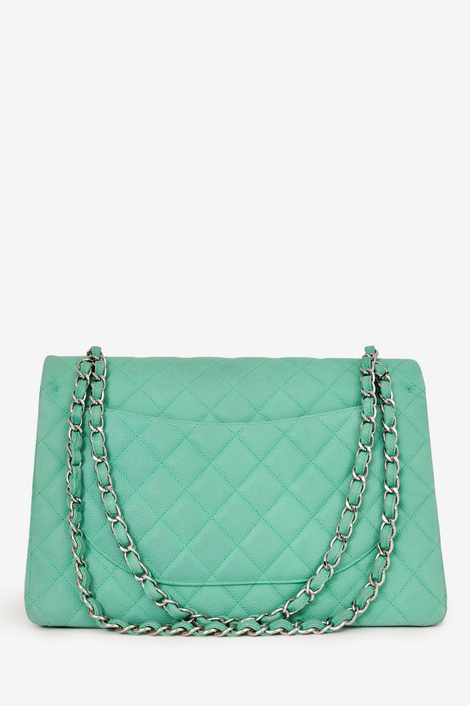 Pre-Loved Chanel 2012-13 Green Caviar Maxi Double Flap Shoulder Bag