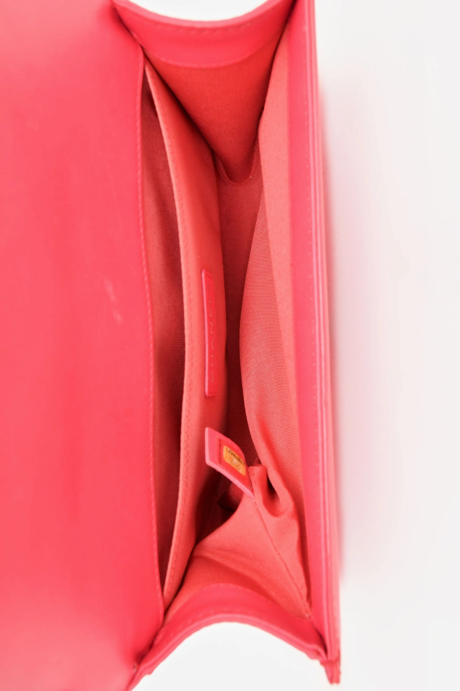 Pre-Loved Chanel 2012-13 Pink Patent Leather Medium Boy Bag