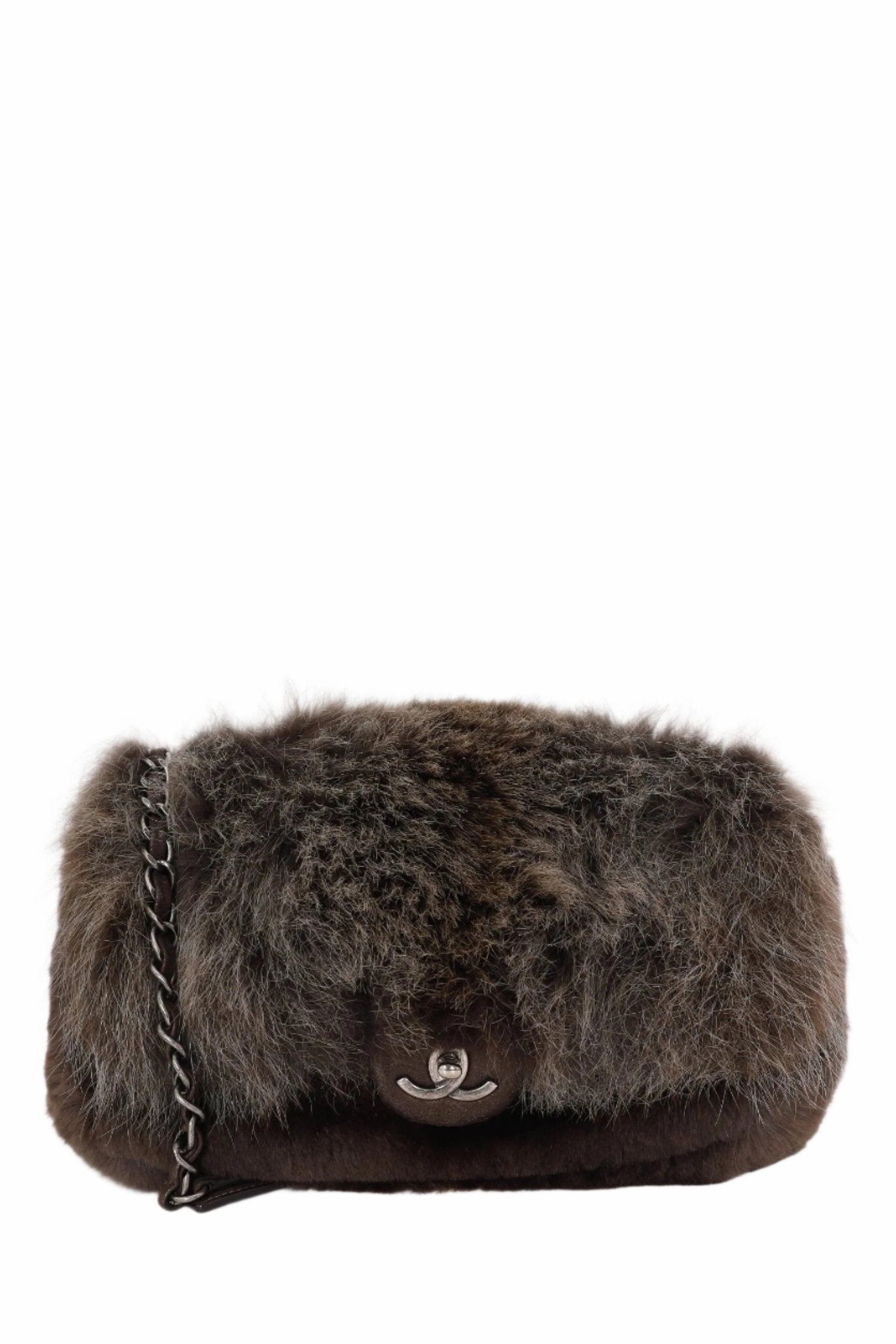 Pre-Loved Chanel 2013-14 Brown Fur CC Flap Bag