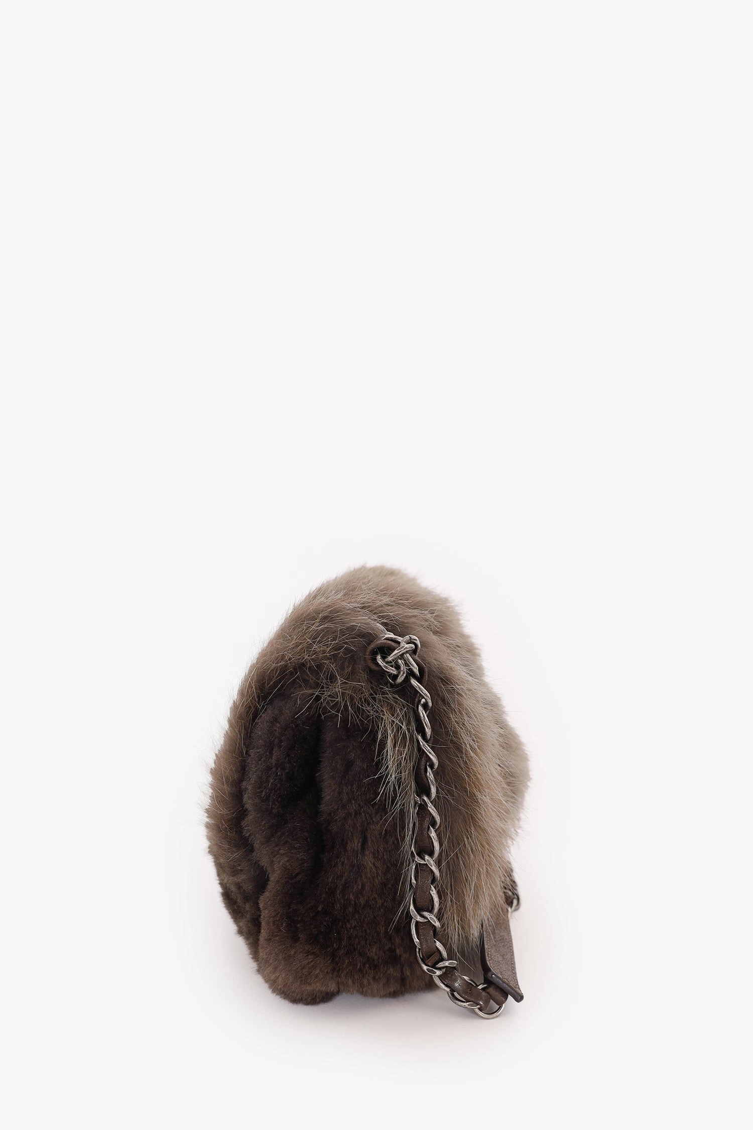 Pre-Loved Chanel 2013-14 Brown Fur CC Flap Bag