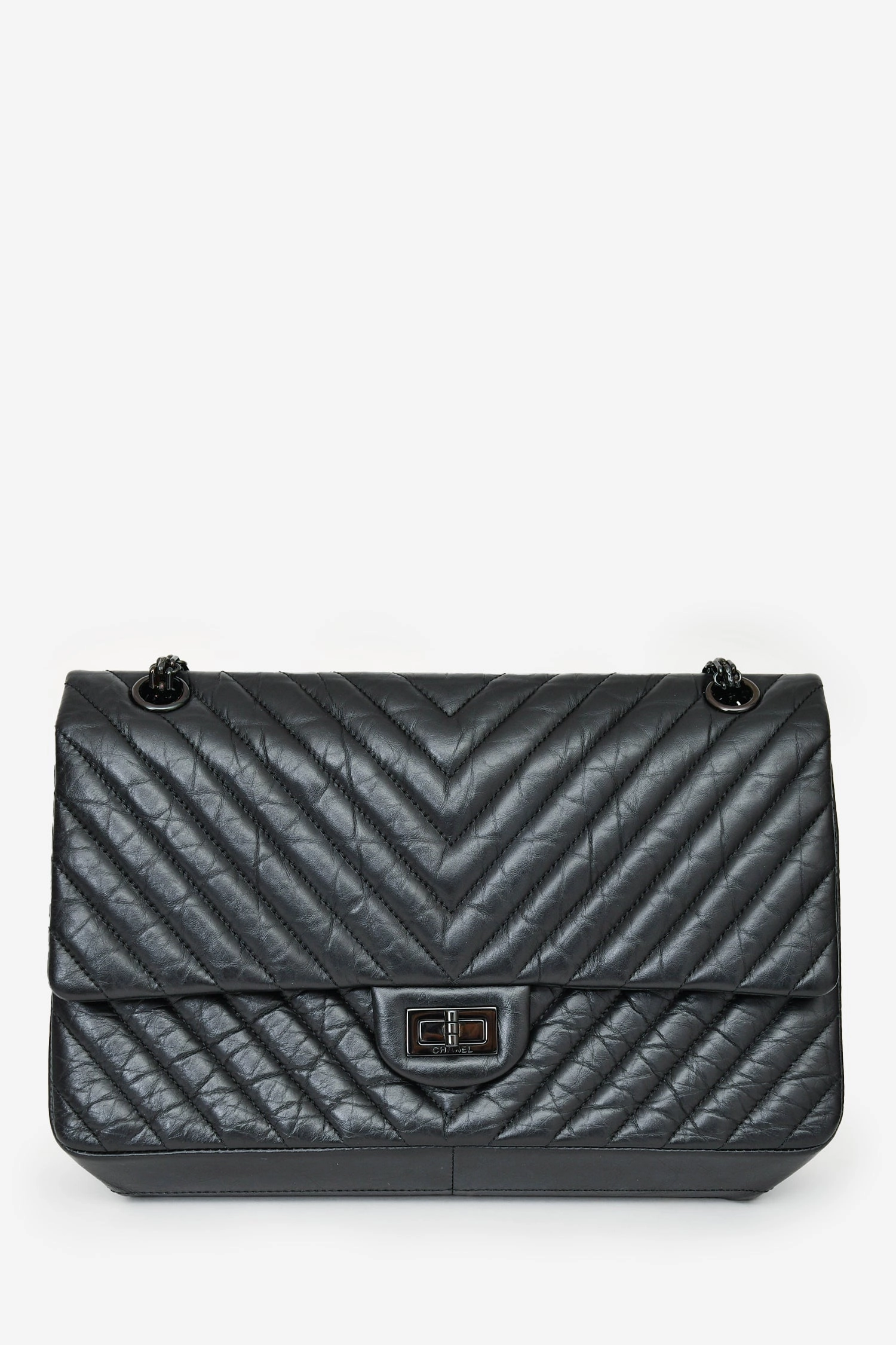 Pre- Loved Chanel 2016-17 Black Reissue 227 Shoulder Bag
