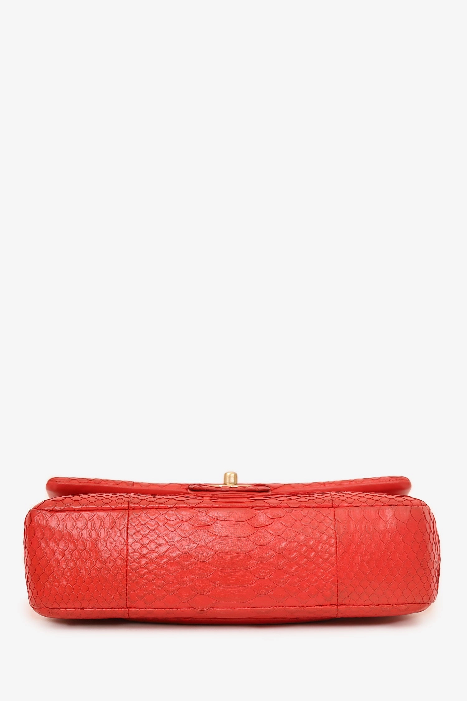 Pre-Loved Chanel 2016-17 Red Python Leather Medium Double Flap Bag