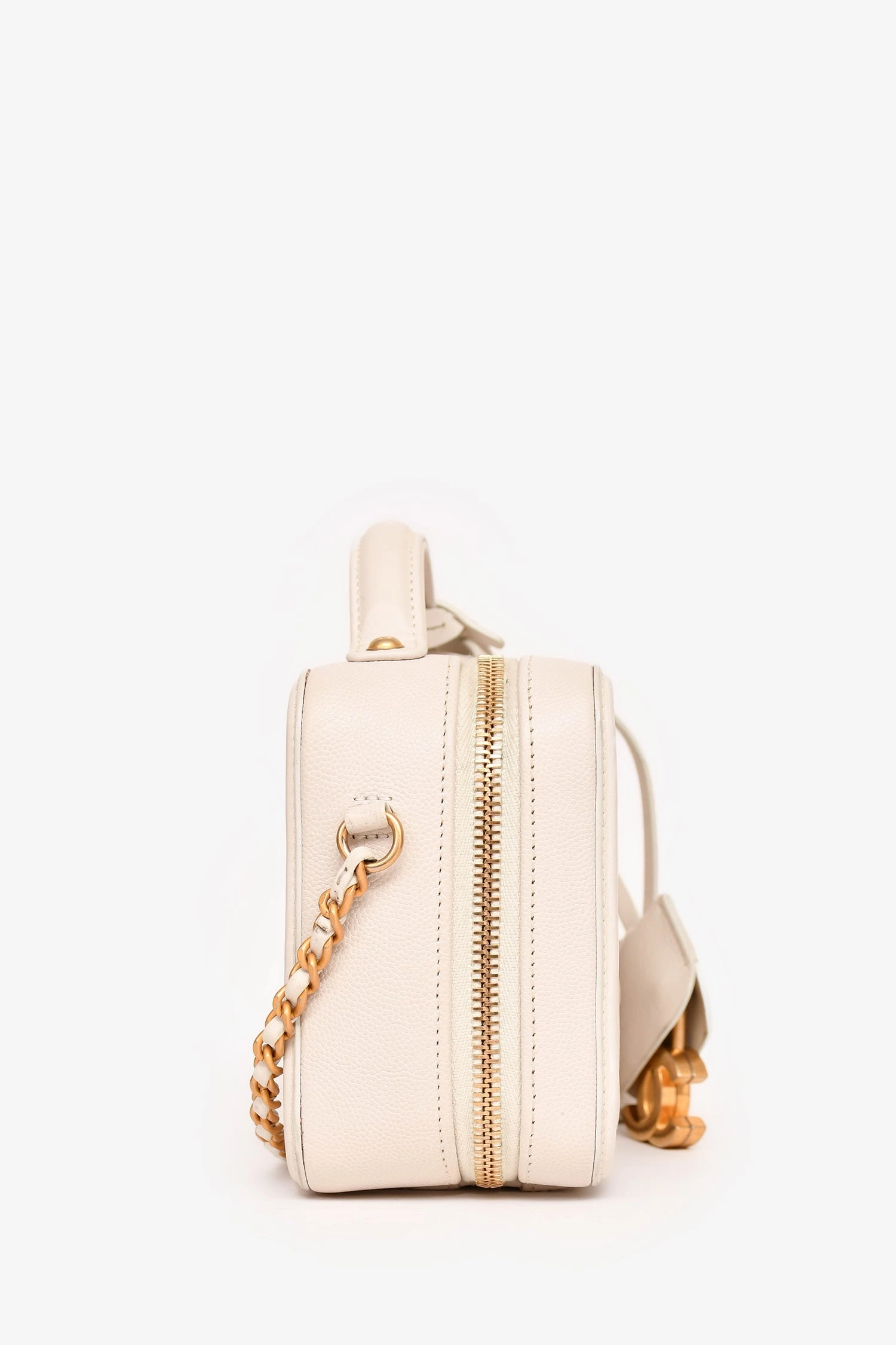 Pre-Loved Chanel 2017/18 Cream Caviar Leather Small Filigree Vanity Case