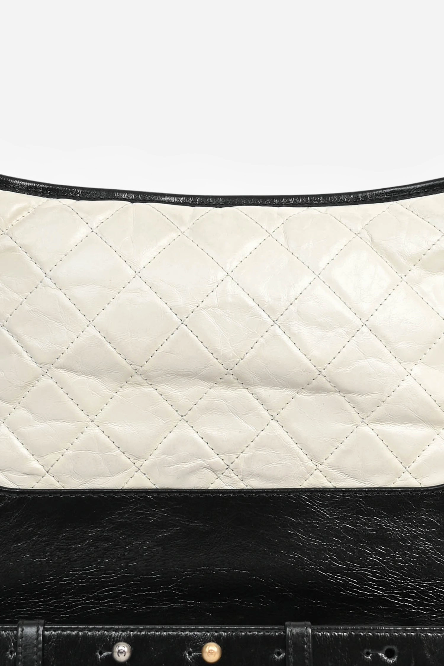 Pre-Loved Chanel 2017 White/Black Leather 'Gabrielle' Multichain Hobo Bag