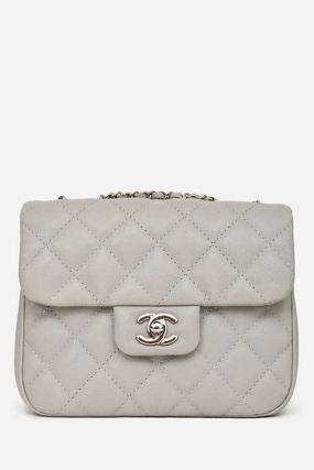 Pre-Loved Chanel 2018 Light Grey Caviar Small Urban Companion Bag