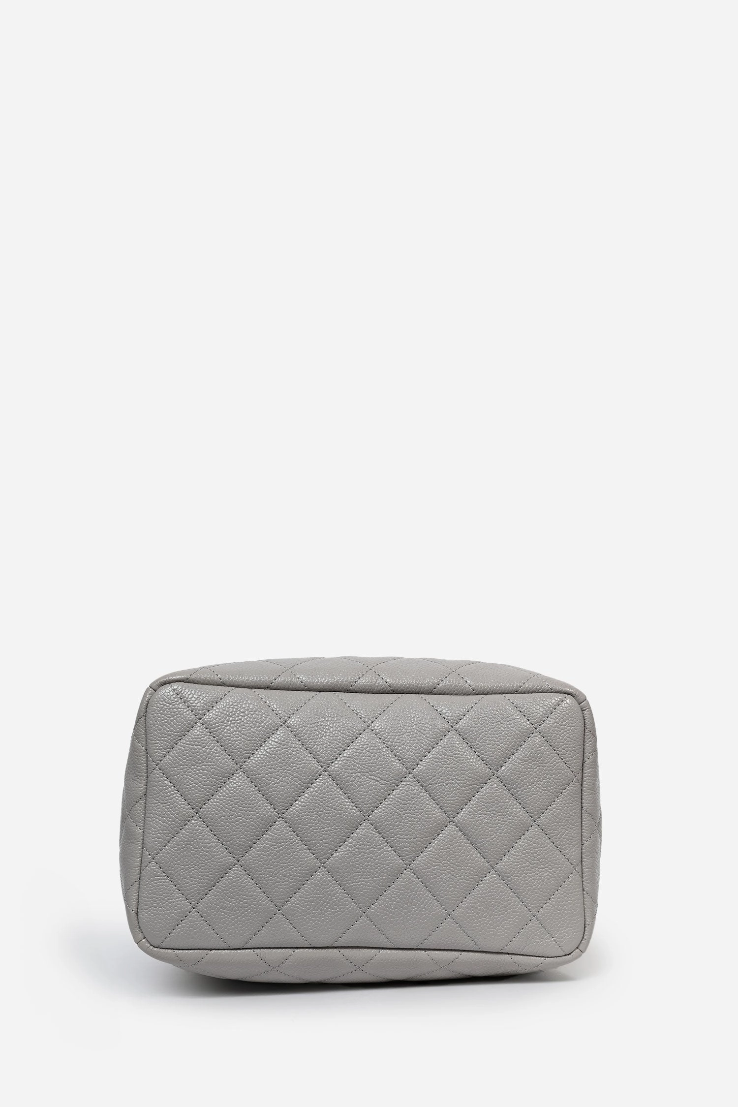 Pre-Loved Chanel 2019/20 Grey Caviar Leather Drawstring Crossbody Bucket Bag