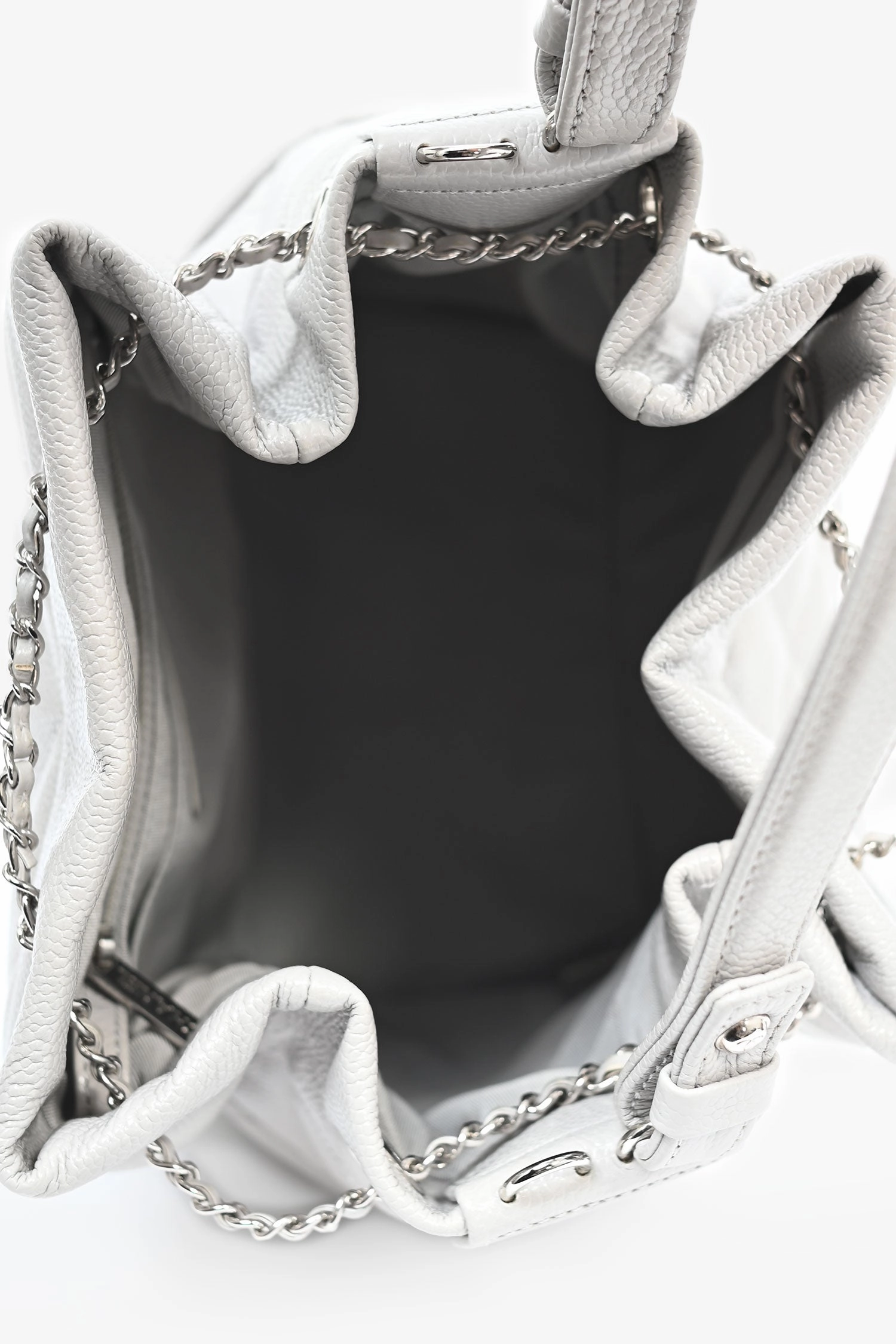 Pre-Loved Chanel 2019/20 Grey Caviar Leather Drawstring Crossbody Bucket Bag