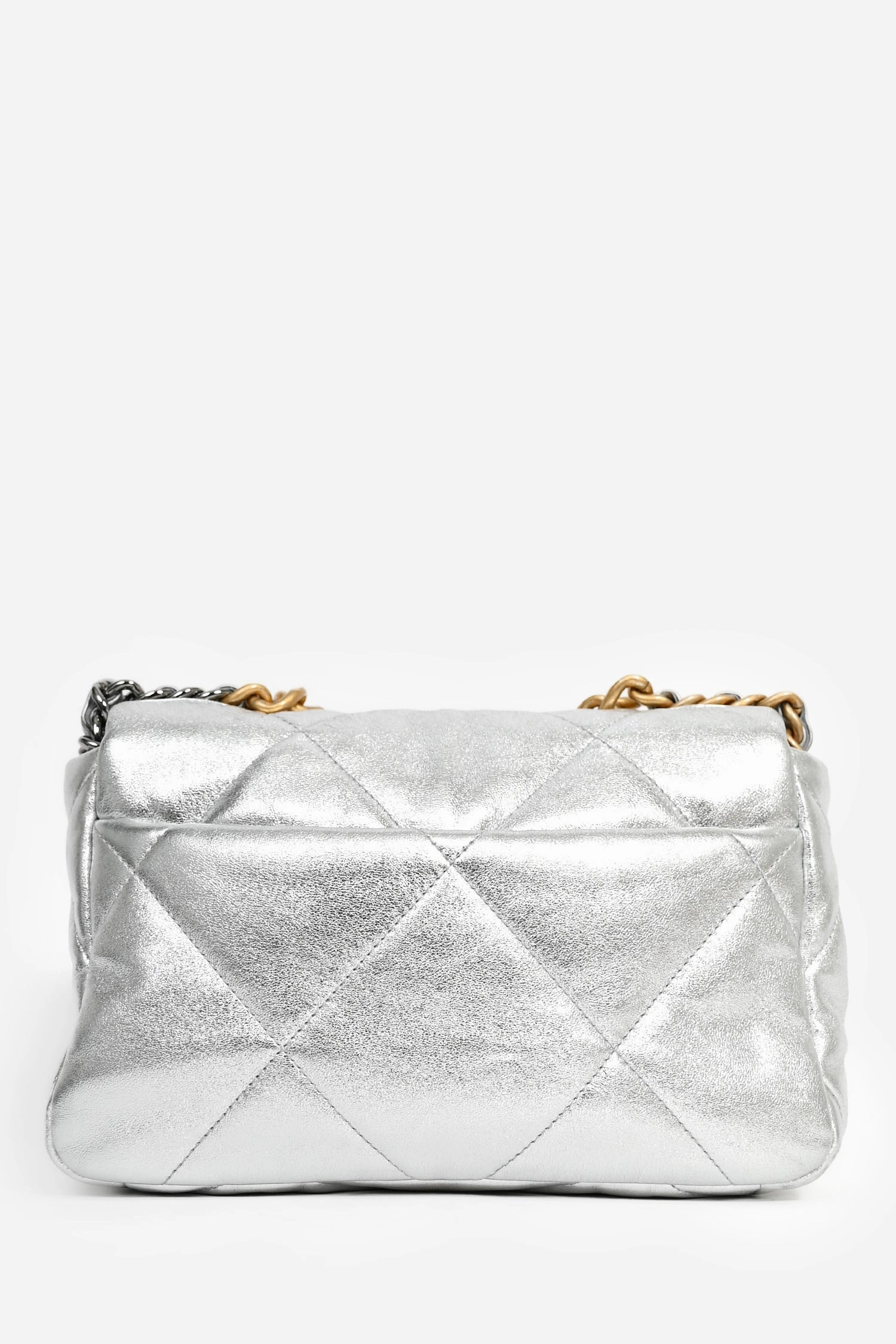 Pre-Loved Chanel 2020 Silver Lambskin Medium 19 Flap Bag