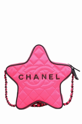 Pre-Loved Chanel 2024 Fuchsia Satin Walk Of Fame Star Handbag