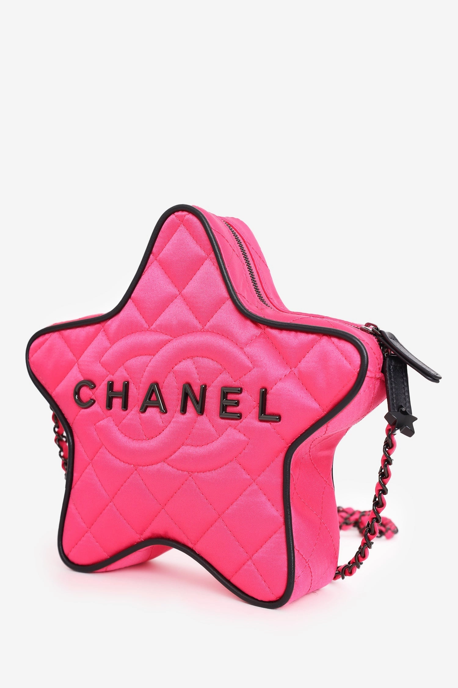 Pre-Loved Chanel 2024 Fuchsia Satin Walk Of Fame Star Handbag
