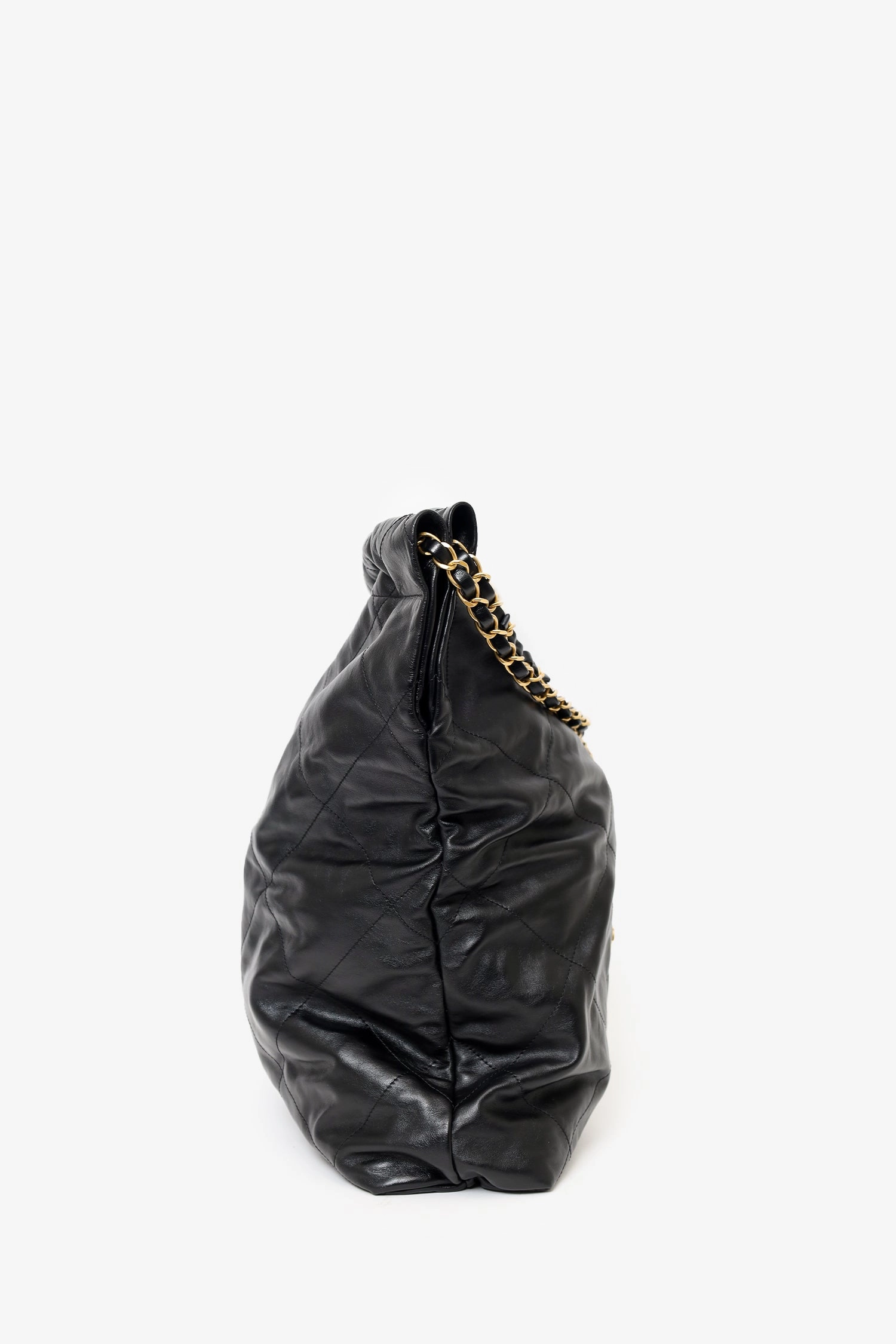 Pre-Loved Chanel Black Lambskin Large 22 Shoulder Bag with Pouch