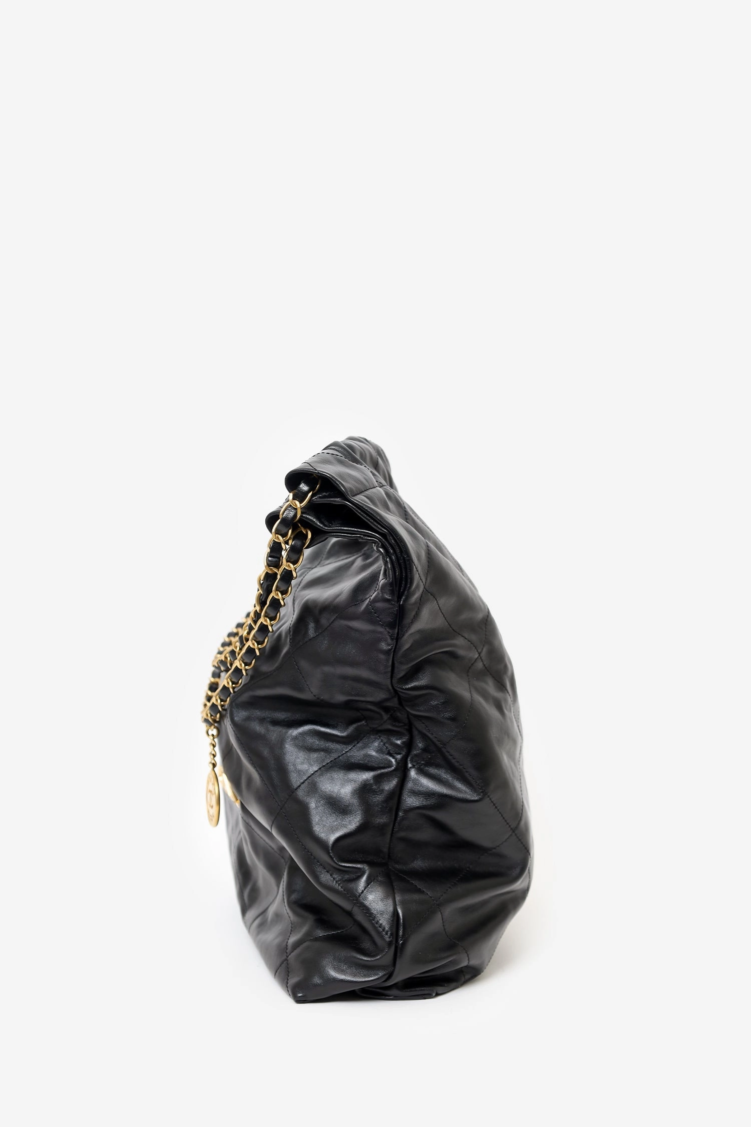 Pre-Loved Chanel Black Lambskin Large 22 Shoulder Bag with Pouch
