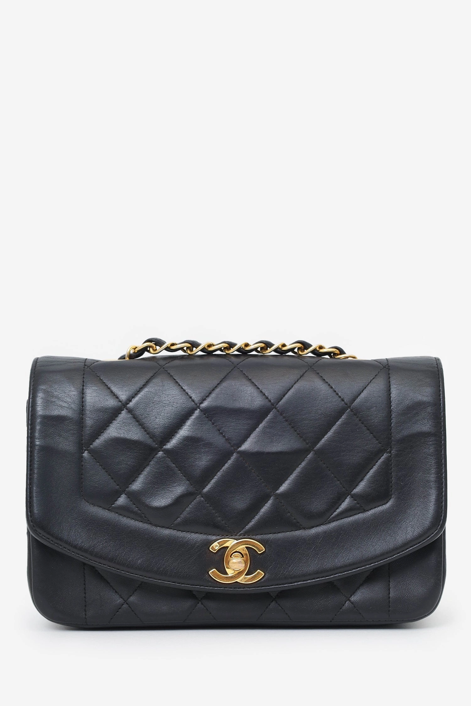 Pre-Loved Chanel Black Lambskin Small Diana Flap Bag