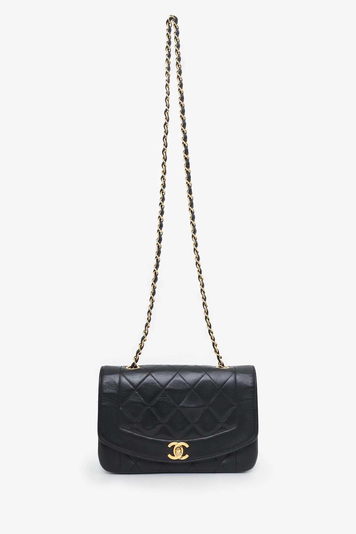 Pre-Loved Chanel Black Lambskin Small Diana Flap Bag