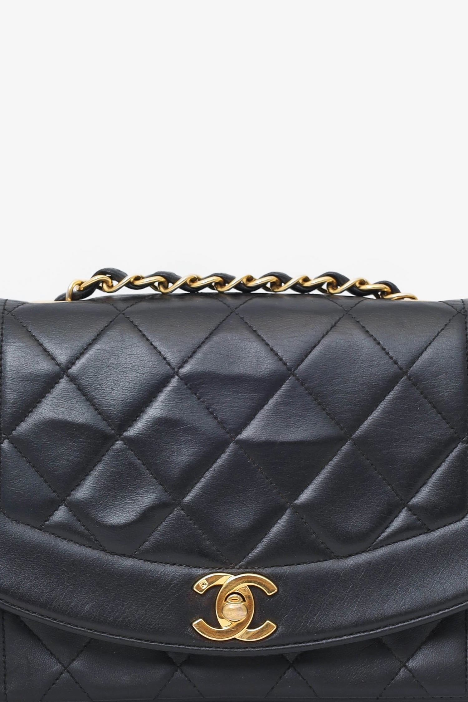 Pre-Loved Chanel Black Lambskin Small Diana Flap Bag