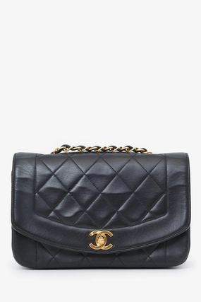 Pre-Loved Chanel Black Lambskin Small Diana Flap Bag