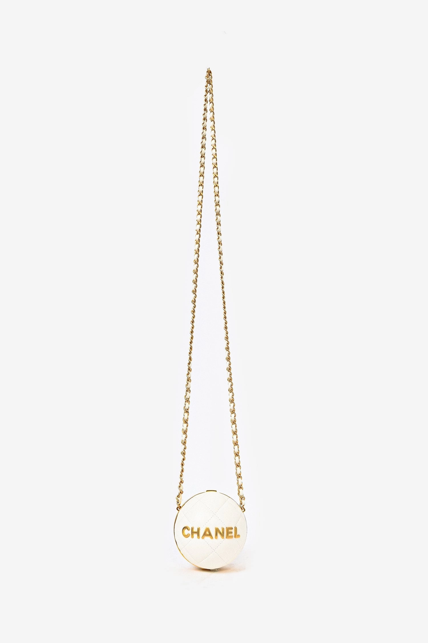 Pre-Loved Chanel White Lambskin Leather Paris-Le19M Coco Sphere Minaudiere Bag