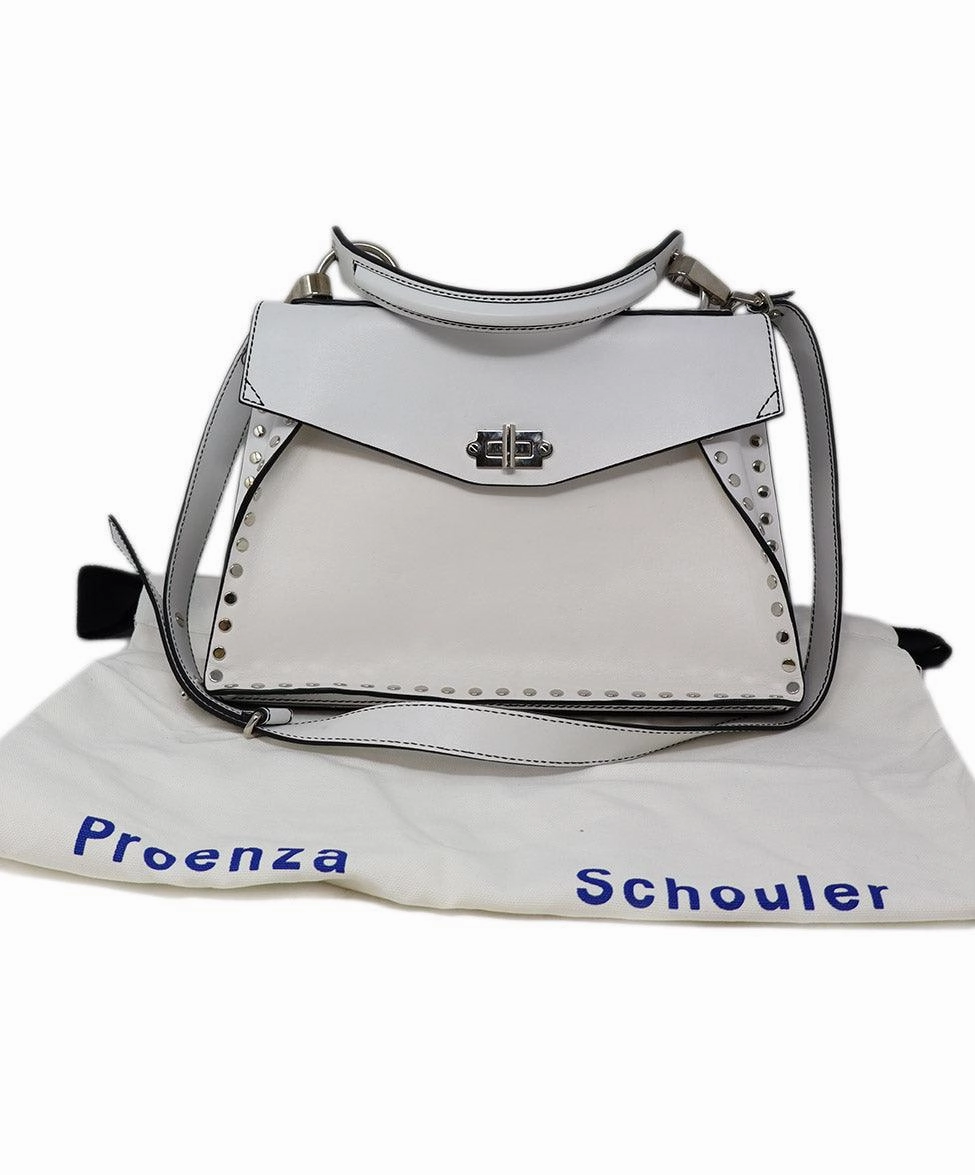 Proenza Schouler White Leather Studded Shoulder Bag