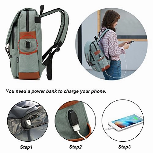 Professional Laptop Backpack with USB Charging Port, Feskin Fashion Travel Bag Vintage Business