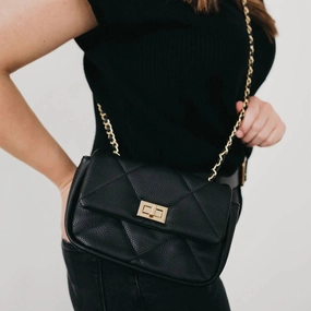 Queenie Quilted Crossbody Bag In Black