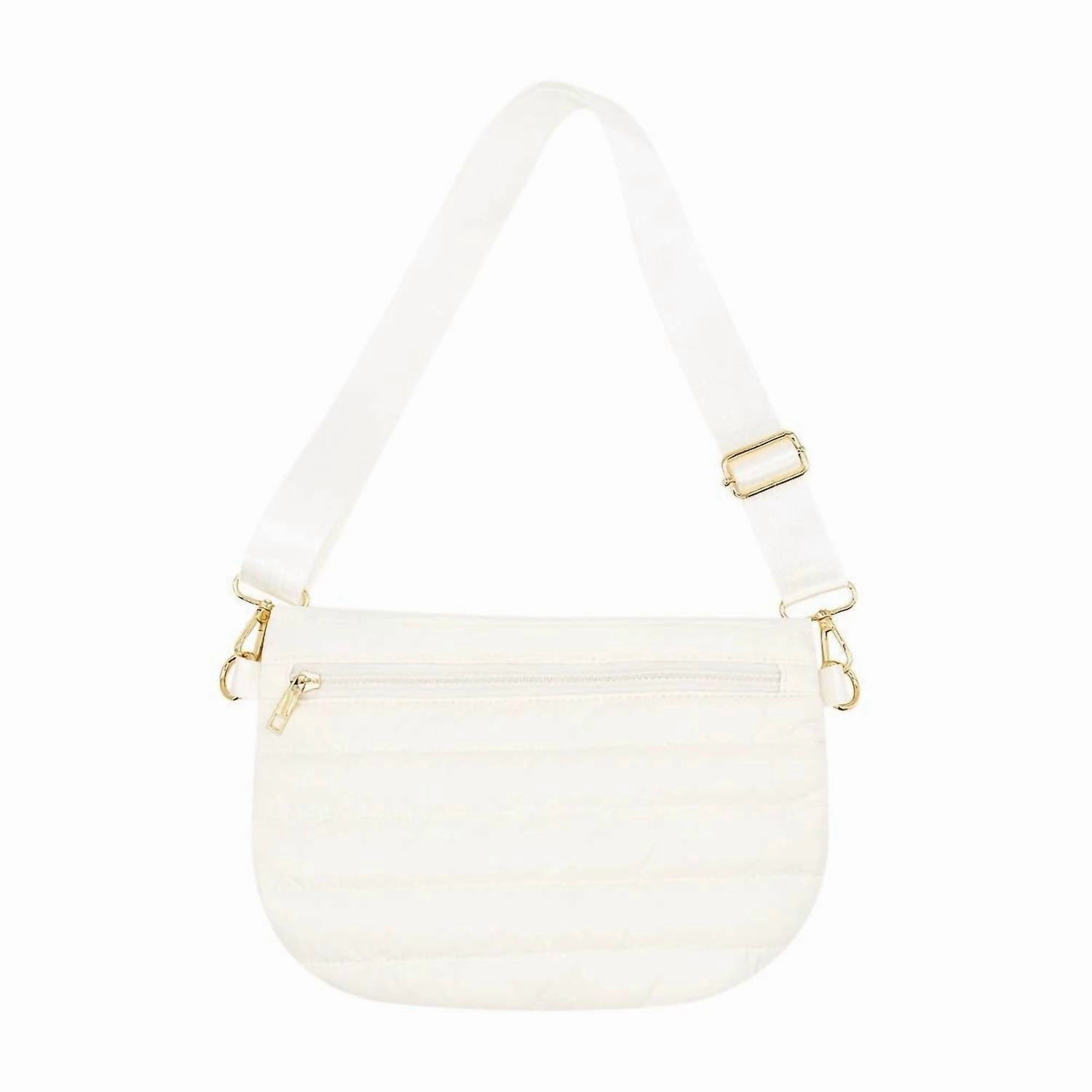 Quilted Puffer Messenger Crossbody Sling Bag In Ivory