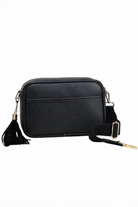 Rectangle Tassel Crossbody Sling Bag In Black