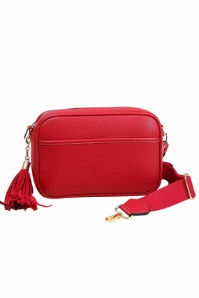 Rectangle Tassel Crossbody Sling Bag In Red