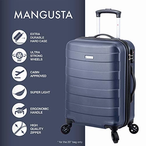 Regent Square Travel - 3 Piece Luggage Sets with Build-In TSA Lock and Spinner Goodyear Wheels  Mangusta, Hard Case (Asphalt)