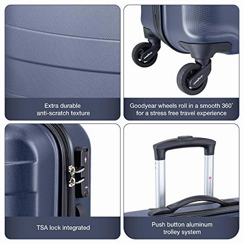Regent Square Travel - 3 Piece Luggage Sets with Build-In TSA Lock and Spinner Goodyear Wheels  Mangusta, Hard Case (Asphalt)