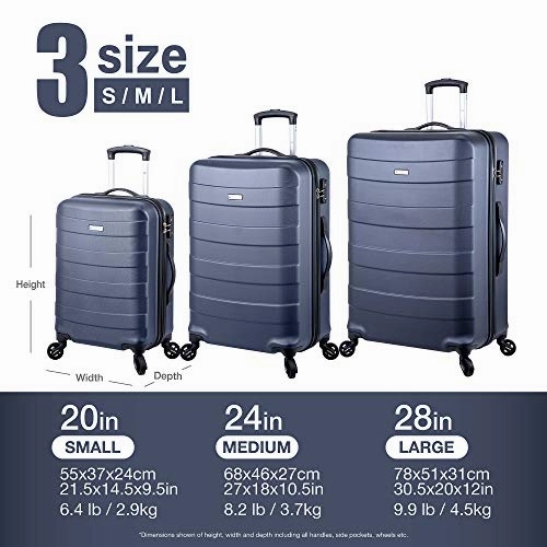 Regent Square Travel - 3 Piece Luggage Sets with Build-In TSA Lock and Spinner Goodyear Wheels  Mangusta, Hard Case (Asphalt)