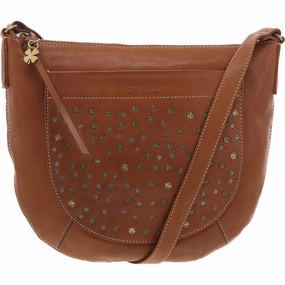 Remi Womens Studded Leather Crossbody Handbag