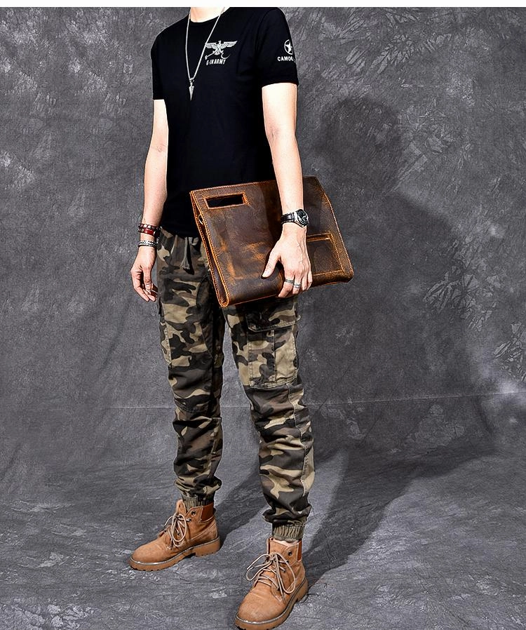 Retro Brown Leather Men Business Clutch Bag Side Bag Handbag Small Messenger Bag For Men