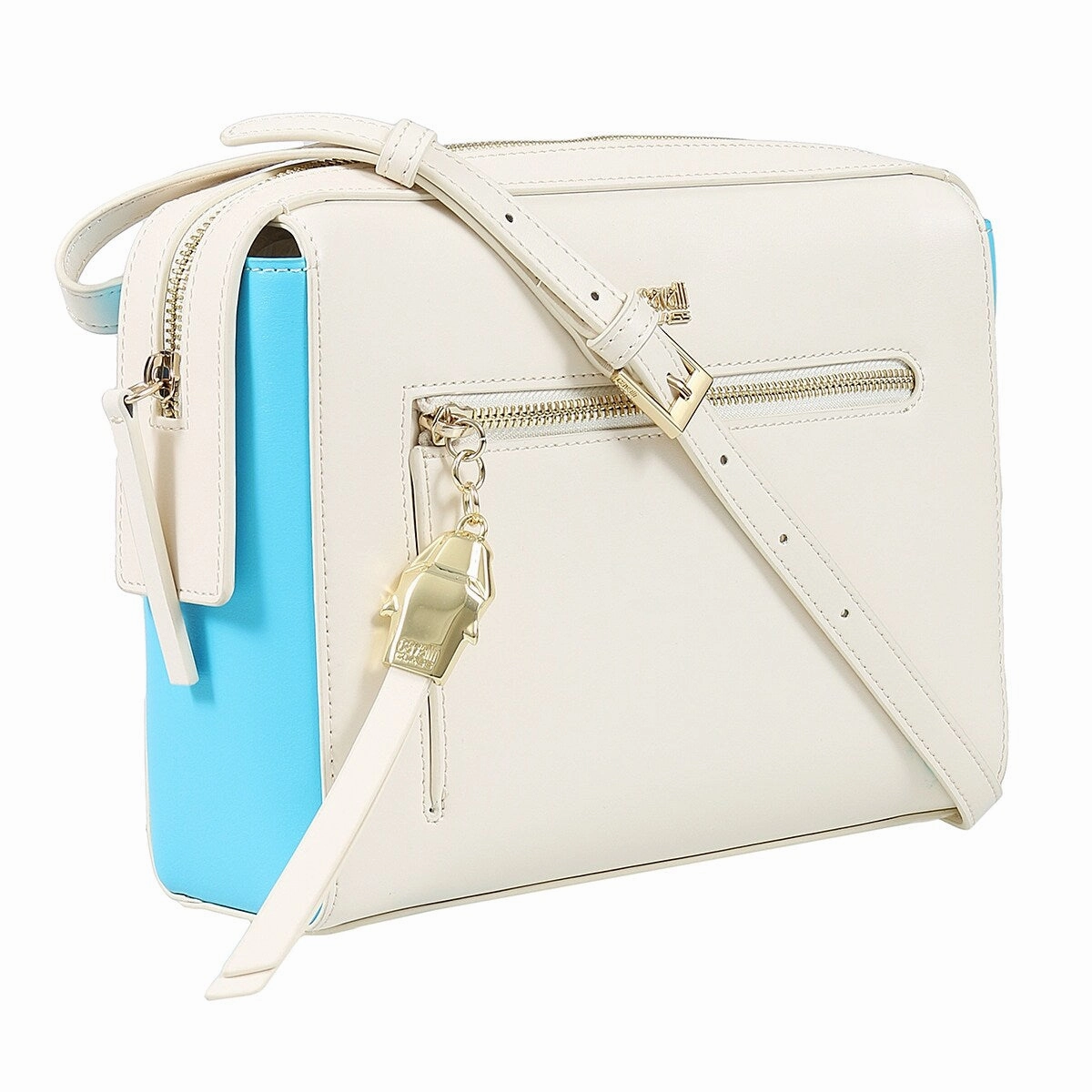 Roberto Cavalli Class GWLPD5 T37 Brigitte 0 Ivory/Blue Medium Shoulder Bag for womens