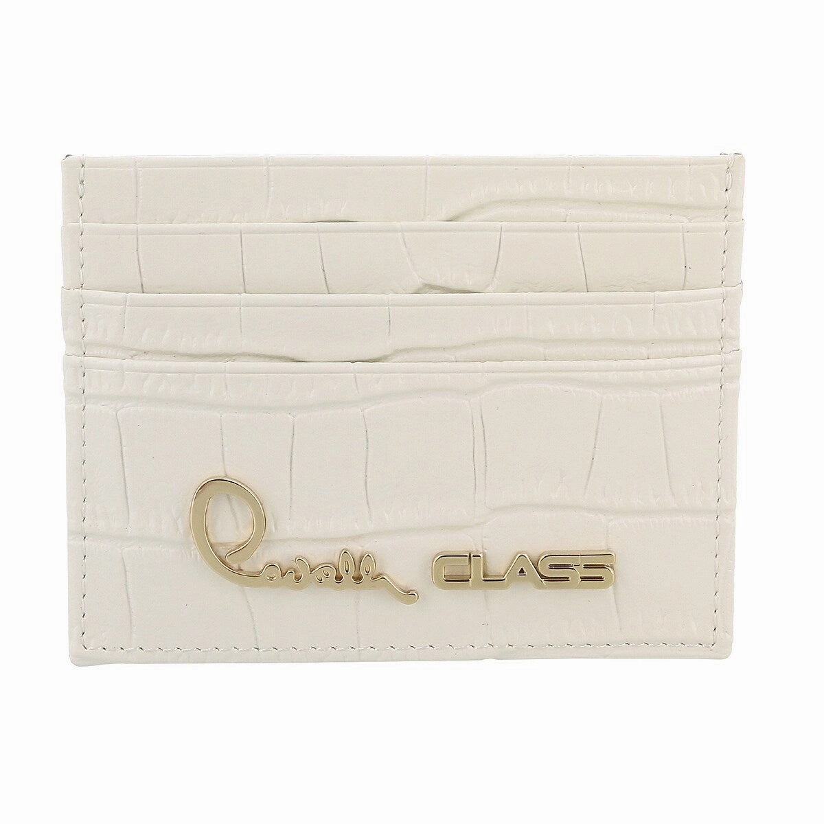 Roberto Cavalli Class White Embossed Dolly Credit Card Holder for womens