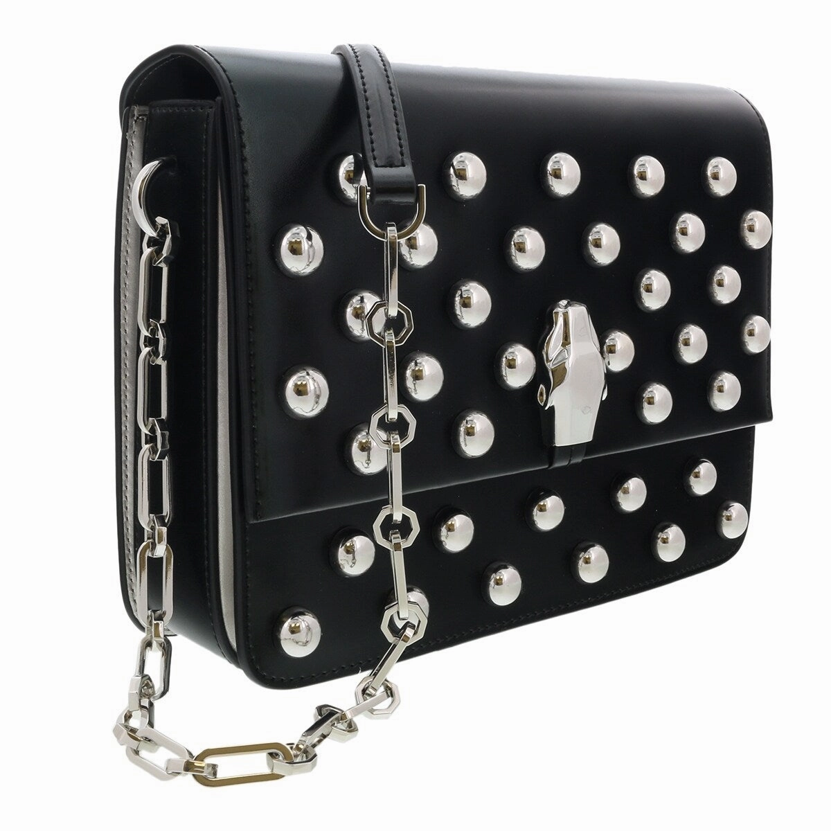 Roberto Cavalli HXLPGX 999 Black Studded Large Shoulder Bag for womens