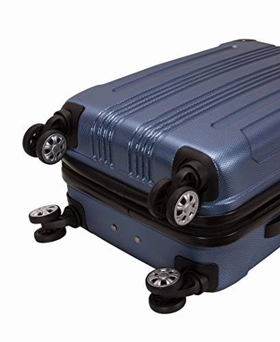 Rockland Luggage 3 Piece Abs Upright Luggage Set, Blue, Medium