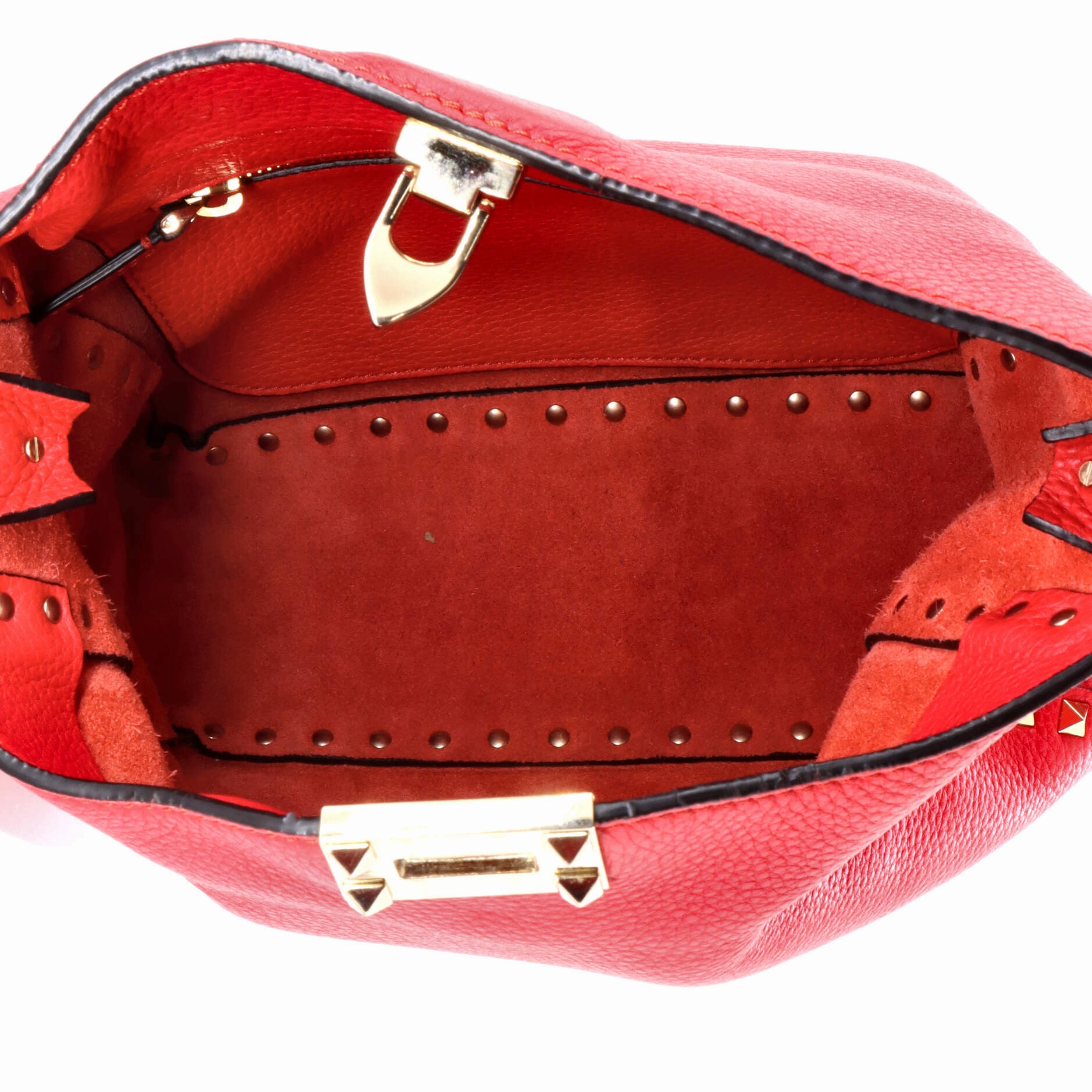Rockstud Flip Lock Messenger Bag Leather Small