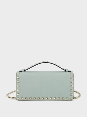 Rockstud Leather Wallet on Chain