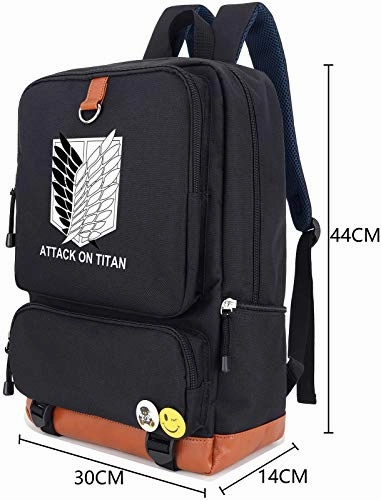 Roffatide Anime AttackonTitan Wings of Freedom Laptop Backpack Printed Schoolbag Bookbag Cosplay Rucksack Daypack Black