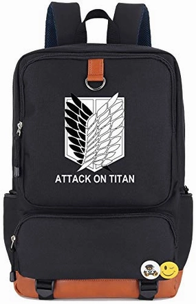 Roffatide Anime AttackonTitan Wings of Freedom Laptop Backpack Printed Schoolbag Bookbag Cosplay Rucksack Daypack Black