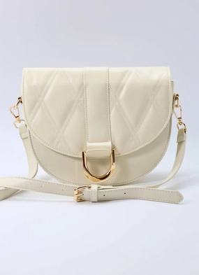 Rosalie Saddle Adjustable Crossbody Bag Purse In Cream
