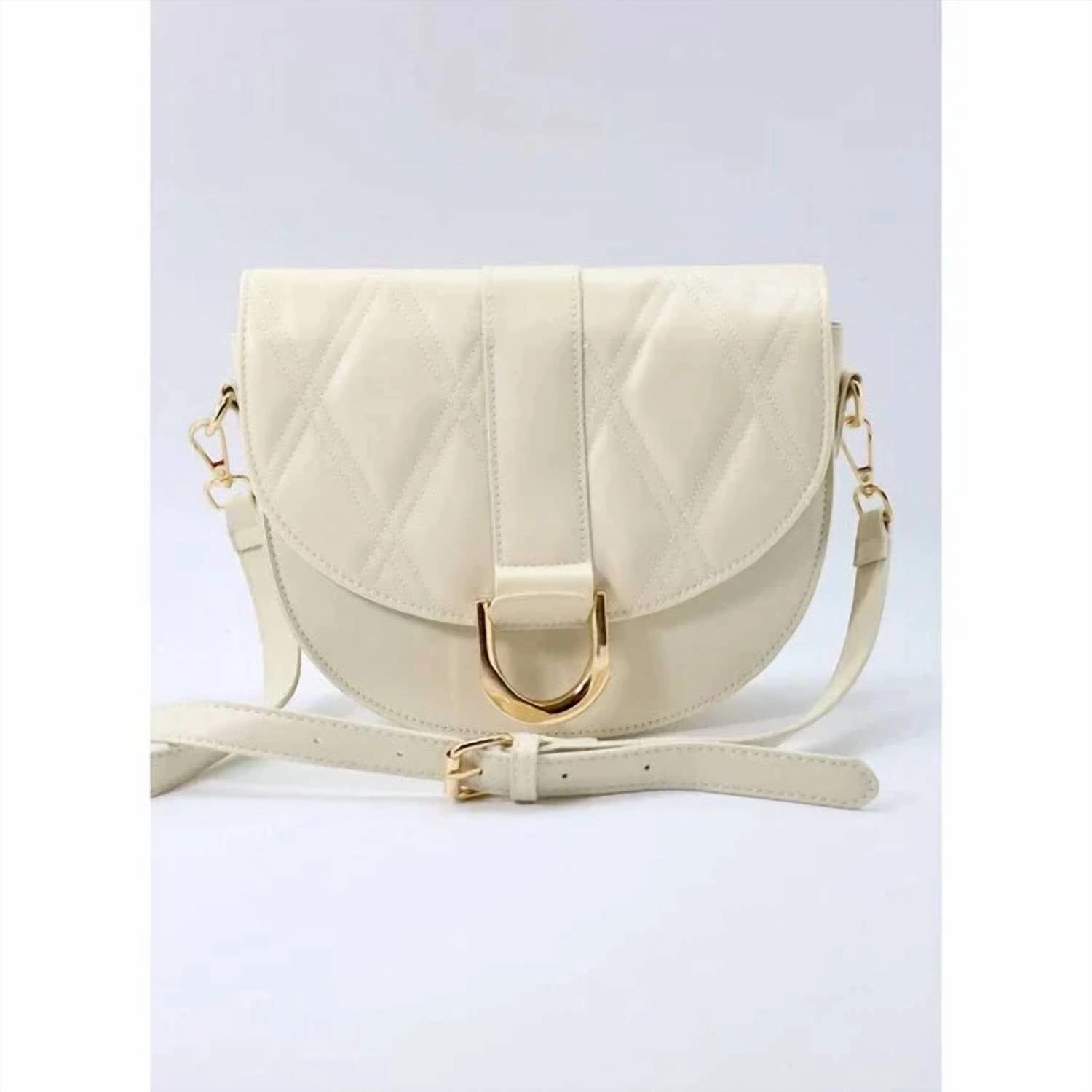 Rosalie Saddle Adjustable Crossbody Bag Purse In Cream