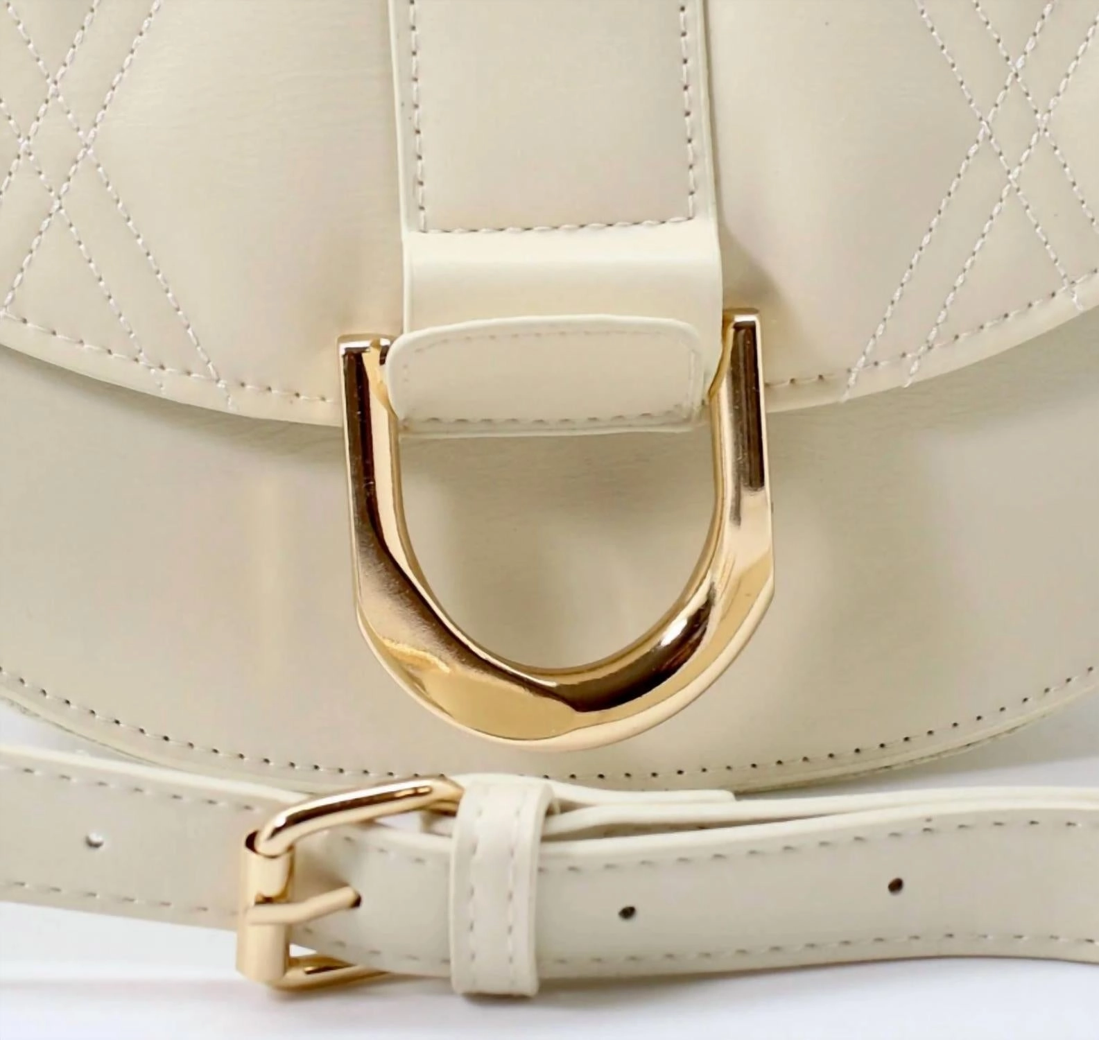Rosalie Saddle Adjustable Crossbody Bag Purse In Cream