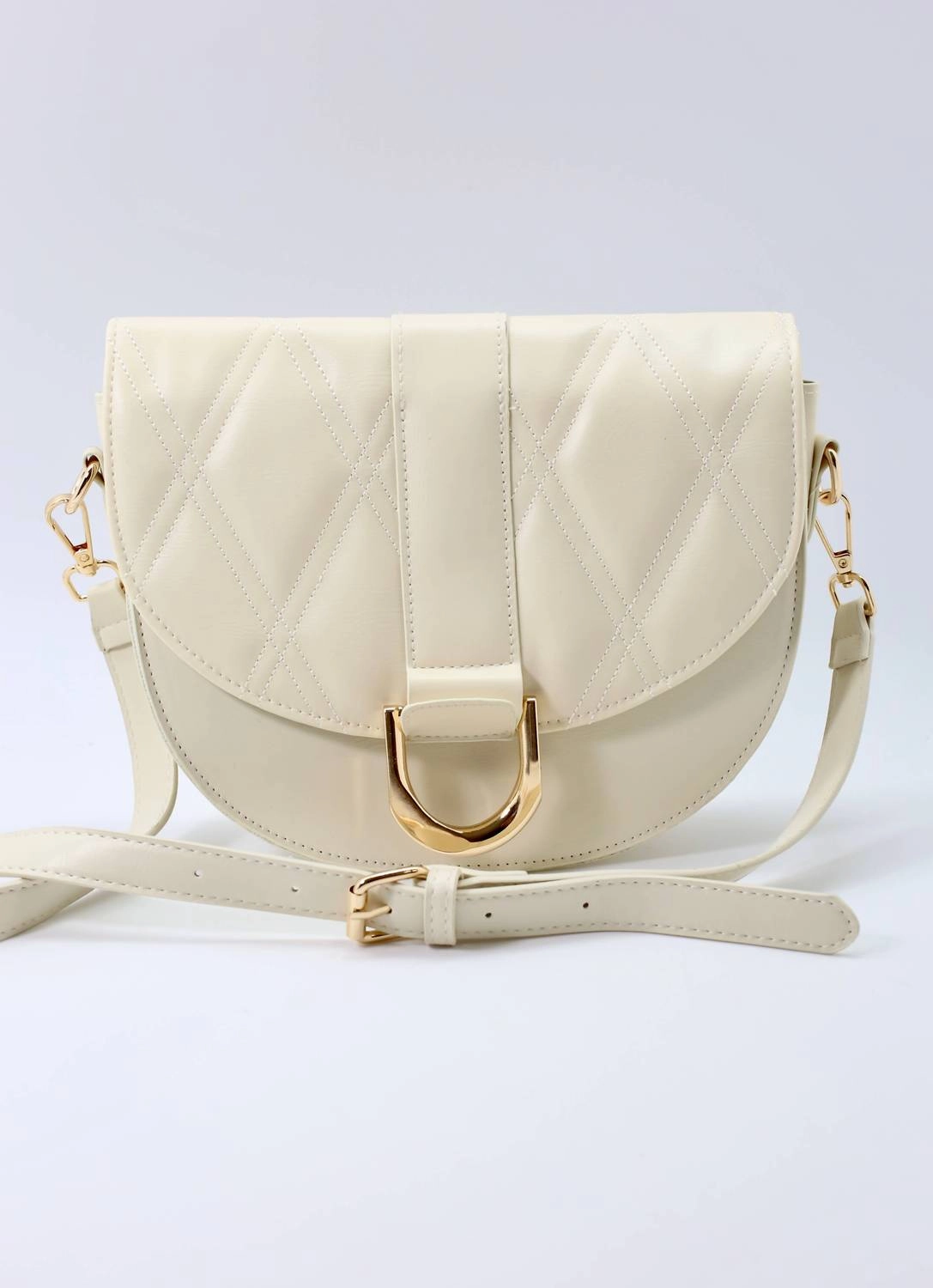Rosalie Saddle Adjustable Crossbody Bag Purse In Cream